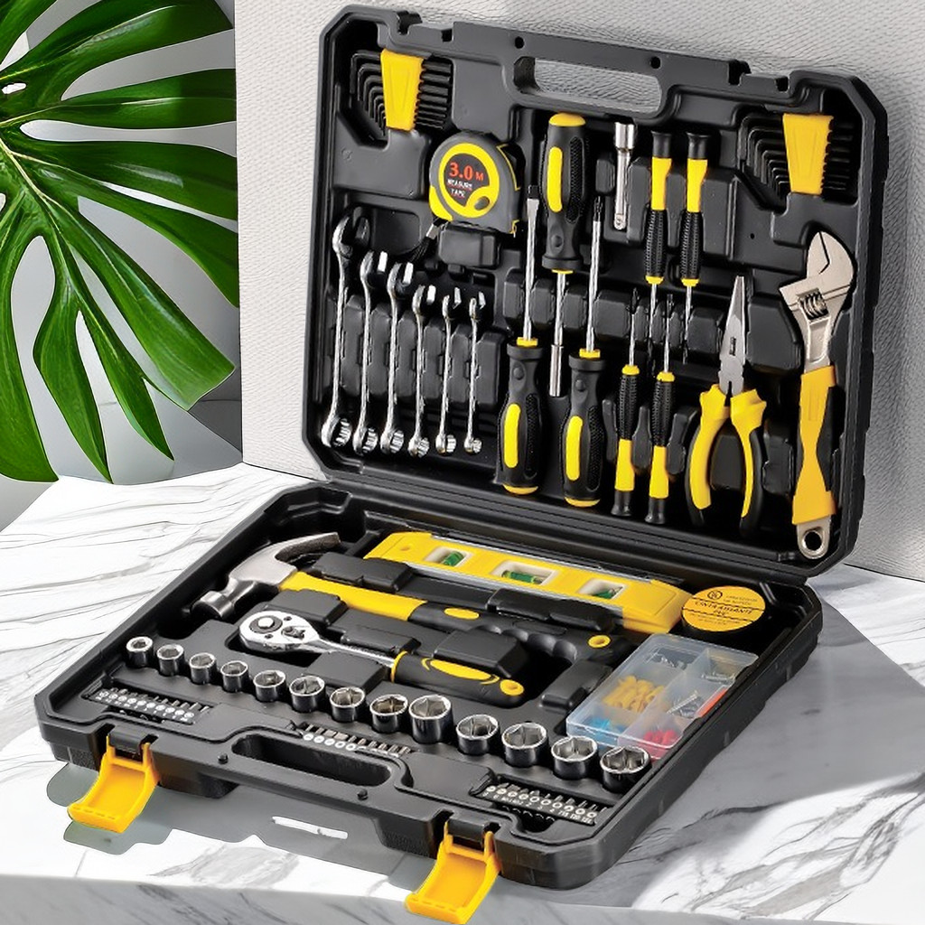 手动组合家用工具套装五金工具组套电工木工维修工具箱电钻组合Manual combination household tool set hardware tool set20260822