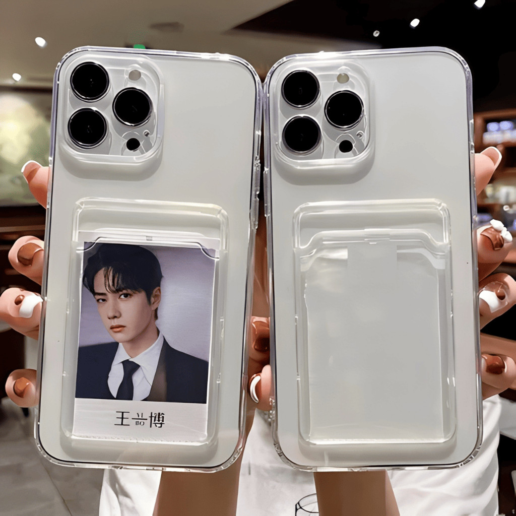 001 Soft Case Slot Card ซิลิโคนใส Vivo V27 5G V27E V25 V30-V30 Pro Vivo Y36 Y16 Y02 Y100 Y91C-Y1S Y9