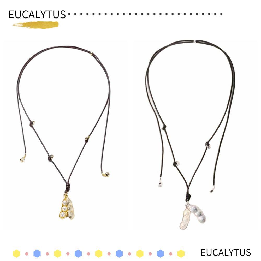 EUCALYTUSTH Pea Pod สร้อยคอ, สร้อยคอเชือกโลหะผสม, แฟชั่นโซ่ยาวเชือกเครื่องประดับของขวัญ