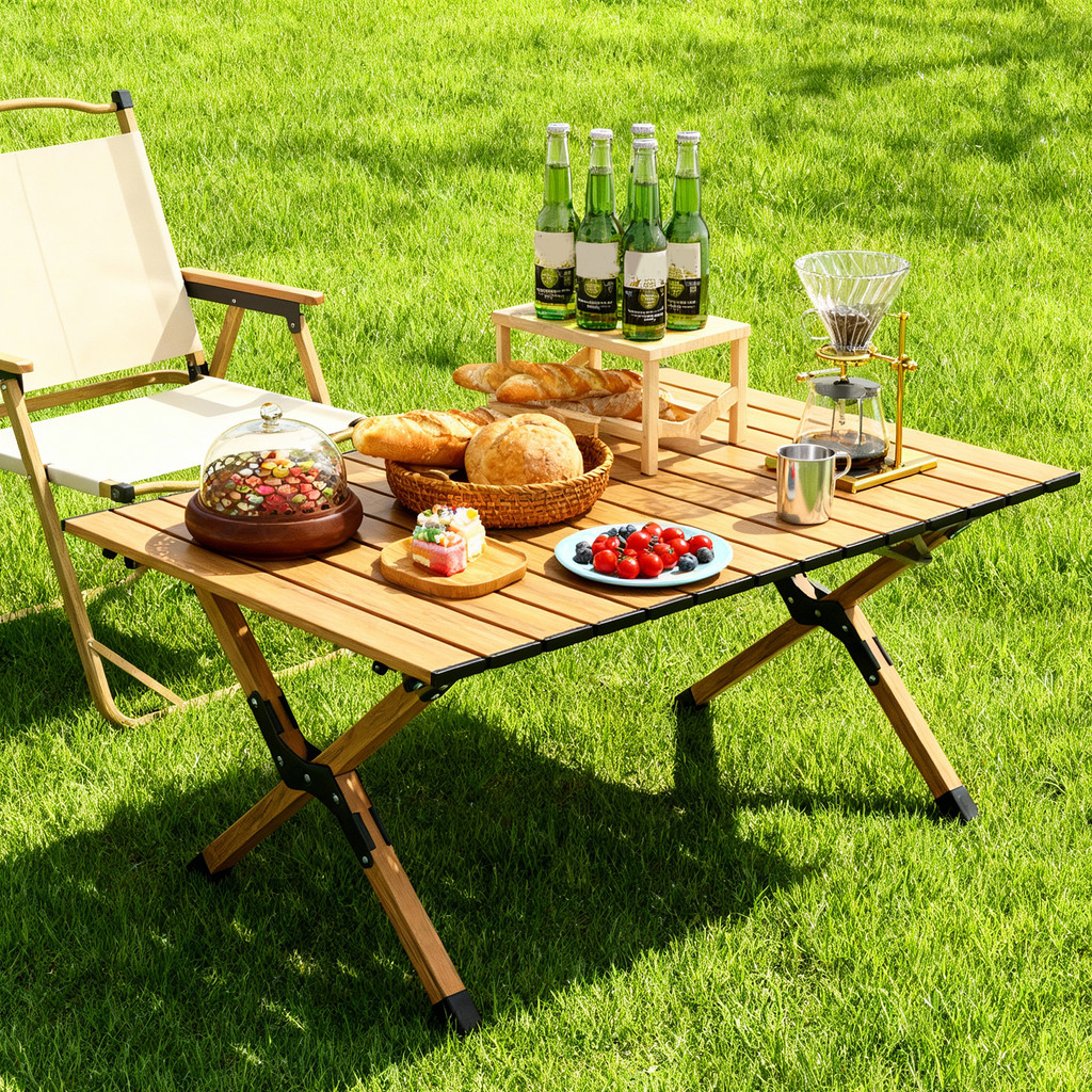 อลูมิเนียมอัลลอยด์ Camping Table Roll-Up Camp Table สําหรับ Outdoor Camping Picnic BBQ