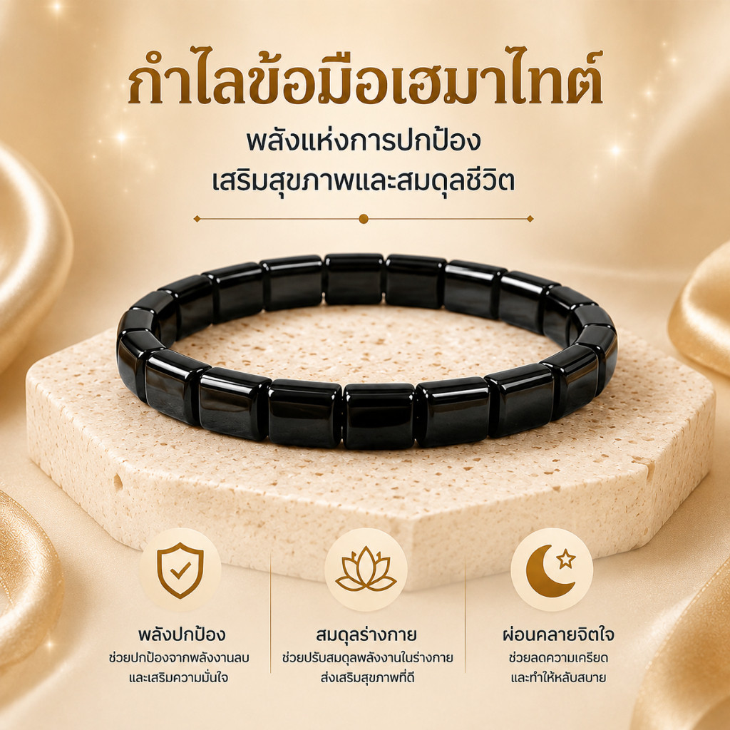 กำไลเฮมาไทต์สีดำ ผู้ชาย สไตล์มินิมอล เครื่องประดับแฟชั่น ใส่สบาย