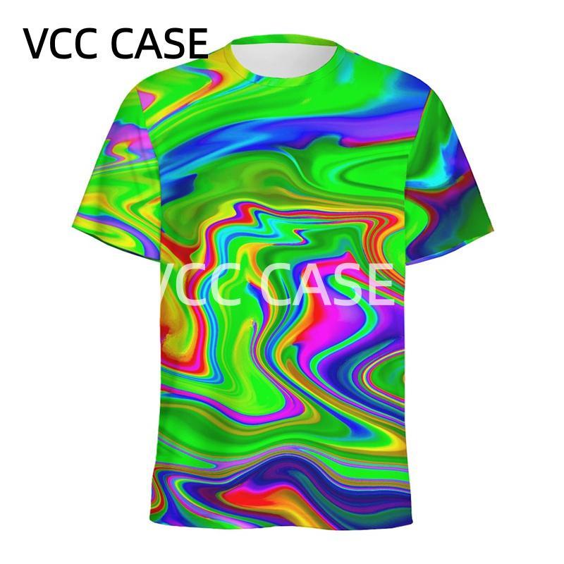[Local Stock] VCC เสื้อยืดแอบสแตรกต์ลาย Trippy สีของเหลวเสื้อยืดสำหรับผู้ชายเสื้อยืดแขนแขนสั้นคอกลมลำลองสำหรับฤดูร้อนเสื