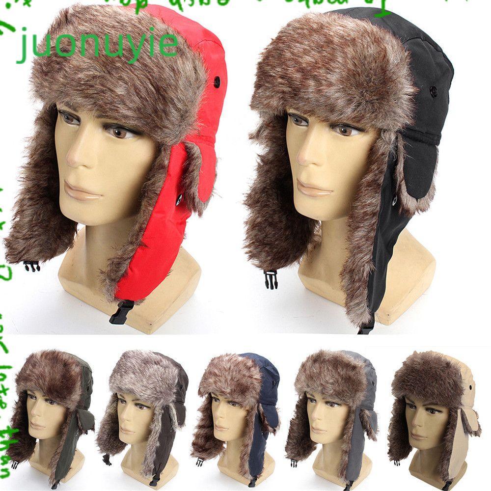 JUONUYIE หมวกสกีดักขนสัตว์กลางแจ้งของ Ushanka