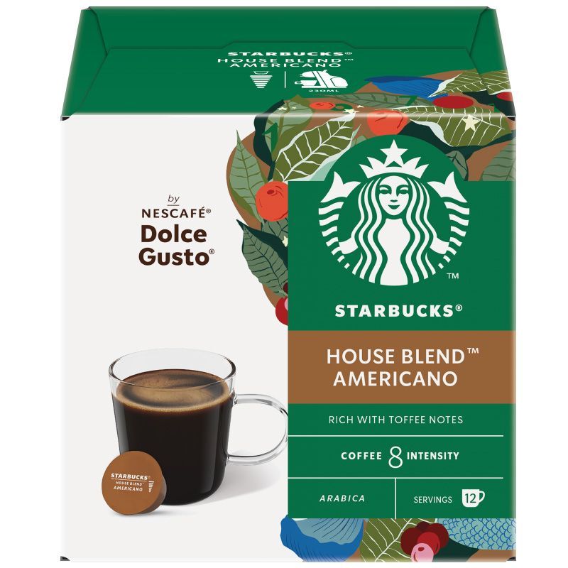 สตาร์บัคส์ดอลเช่กุสโต้กาแฟคั่วบดเฮาส์เบลนด์อเมริกาโน่ 12แคปซูล 102ก Starbucks DolceHouseBlend 102g [7613036941150 ]