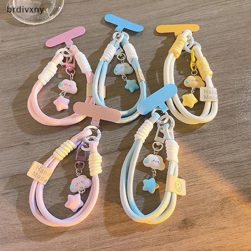 Brdivxny สายคล้องโทรศัพท์มือถือสีสันสดใสสายคล้องข้อมือสั้นเมฆดาวพวงกุญแจกล้องสายคล้องโทรศัพท์ทั่วไป