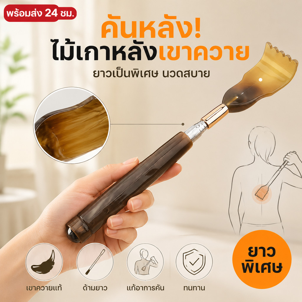 ไม้เกาหลัง [ส่งจากร้านคนไทย] ปรับสั้นยาว ยืดหดได้ แข็งแรงทนทาน ไม่บาง เกาดี เหมือนมีคนเกาให้ พกพาได้