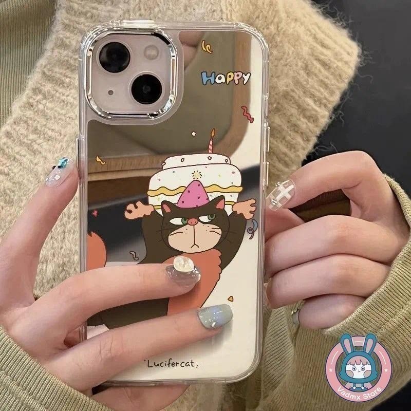 แมวตลกกระจกเคสโทรศัพท์สําหรับVivo V70 FE V60 V50 V40 V40E V30E V30 V27E V29E V25E V23E V21E V20 X8 T