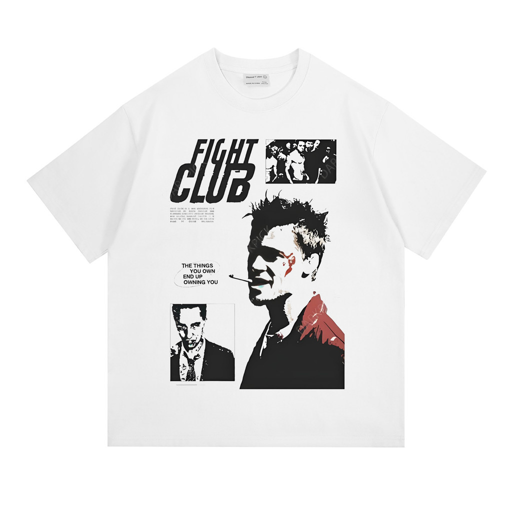 1999 Fight Club Fight Club Movie Brad Pitt American Retro เสื้อยืดแขนสั้นผู้ชาย