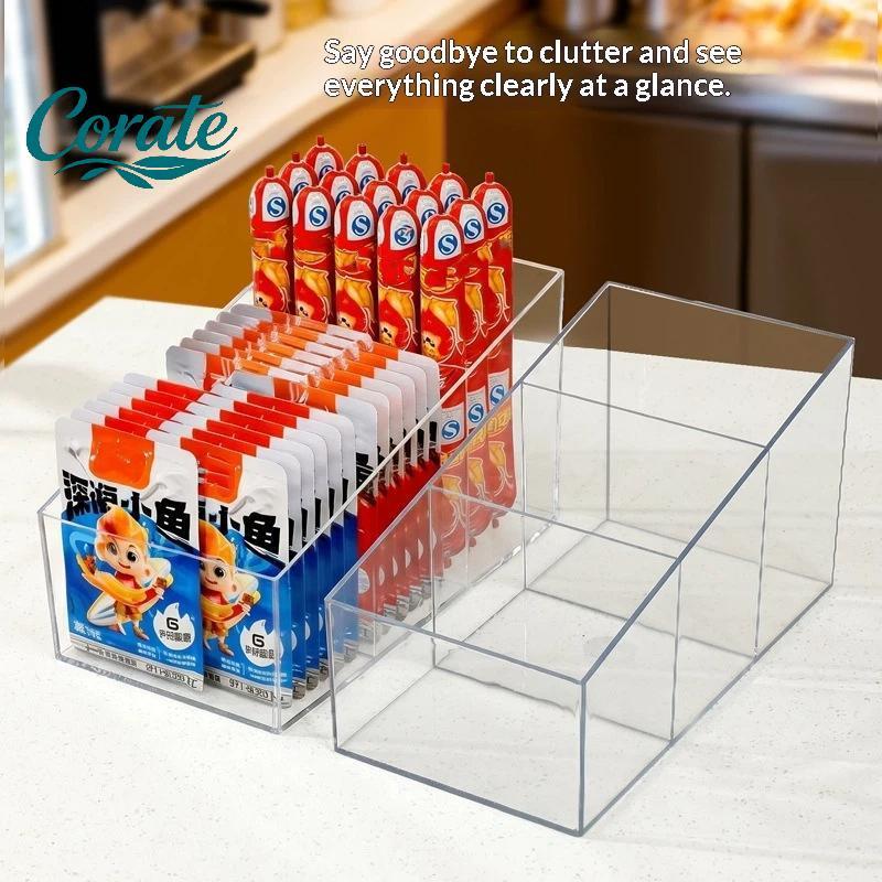 [Crate] Transparent PET Multi Grid Storage Organizer Food Safe for Kitchen Sna Drawer Cabinet Organi