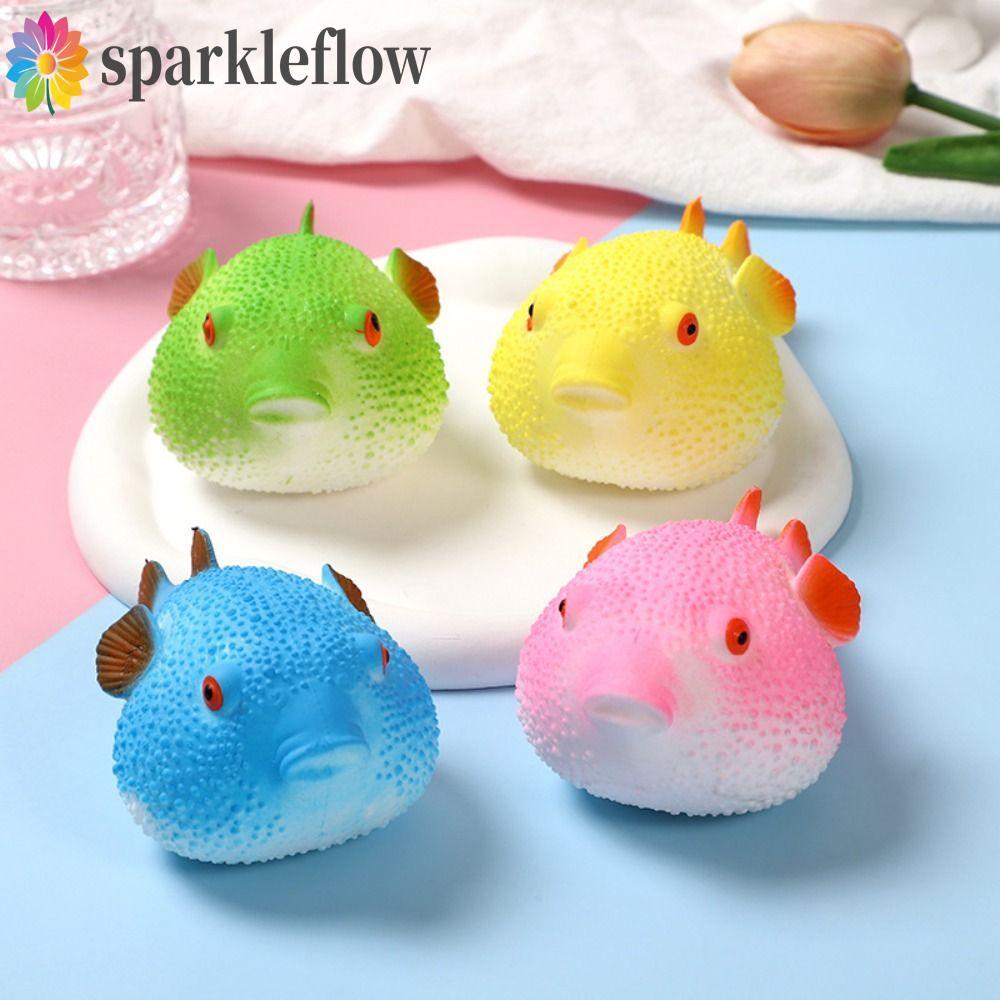 SPARKLEFLOW Pufferfish ของเล่นบีบ, TPR Pufferfish Pufferfish Squeeze Pinch ของเล่น, จําลอง Pinch ช้า