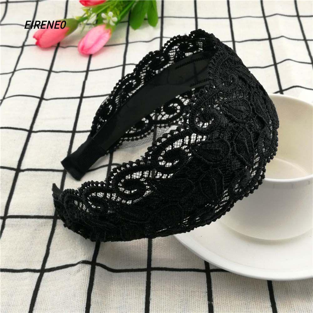 EIRENE0 ผู้หญิงผม Hoop สําหรับสาวกว้างด้านข้างดอกไม้หวานอินเทรนด์ Non Slip Lace Hairbands