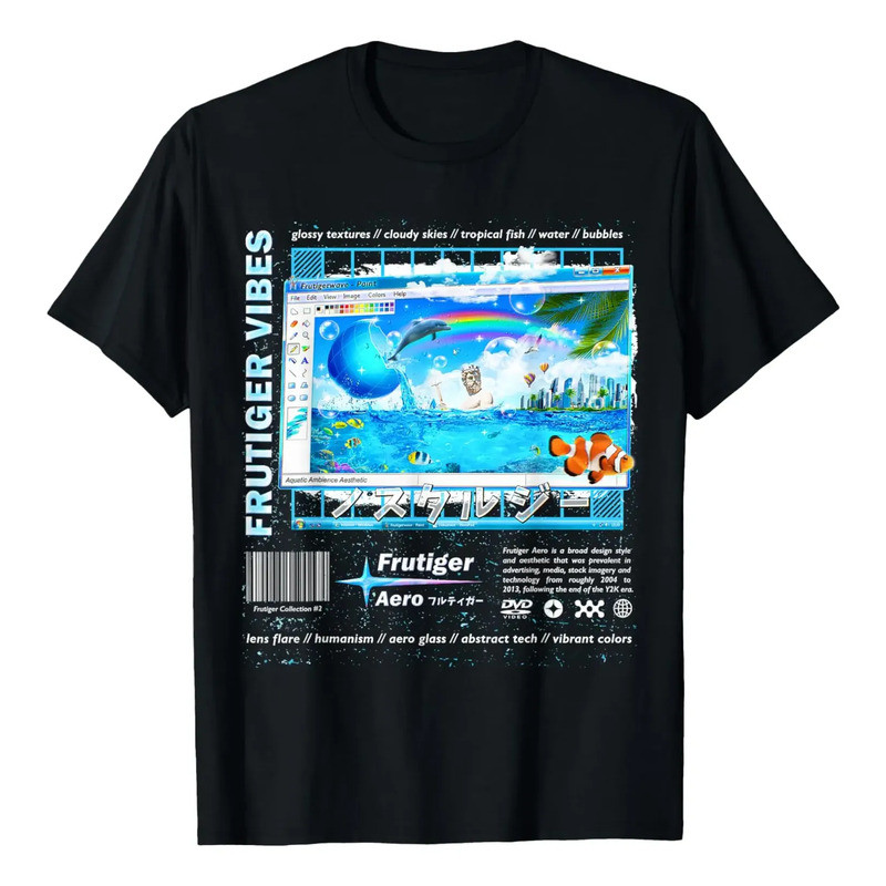 เสื้อยืดกราฟิก Frutiger Aero Aesthetic Tropical Fish