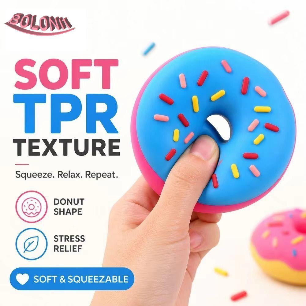 BO Donut ช้า Rebound ของเล่น, Soft TPR Donut Shape Donut Squeeze ของเล่น,จําลองอาหารที่มีสีสันสไตล์ข