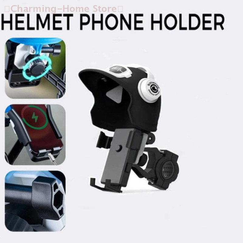【M】Motorcycle Phone Mount with Mini Helmet Cover, Waterproof Sunshade Navigation Holder for Bike Ebi