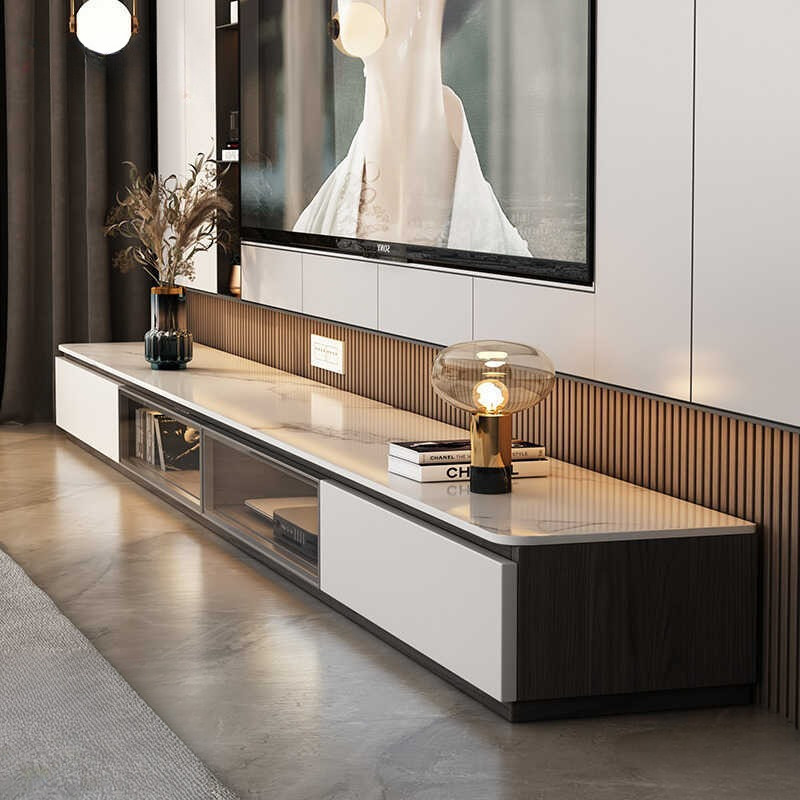 TV Console Rounded Corner Floor To Ceiling TV Cabinet Luxury High-End TV Console Cabinet Nordic Soli