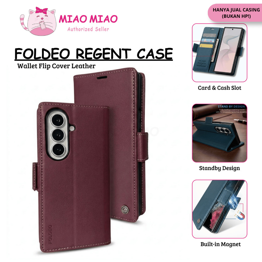 FOLDEO REGEN กรณีพลิกสําหรับ Samsung Galaxy Z พับ 8 Ultra Z พับ 7 6 5 – กระเป๋าสตางค์ปกหนังหนังพรีเม