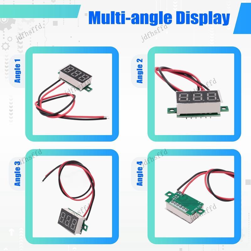 10 ชิ้น 2 สายโวลต์มิเตอร์แบบดิจิตอล DC 2.5V-40V เครื่องทดสอบแรงดันไฟฟ้าแบบดิจิตอลจอแสดงผล LED แผงโวล