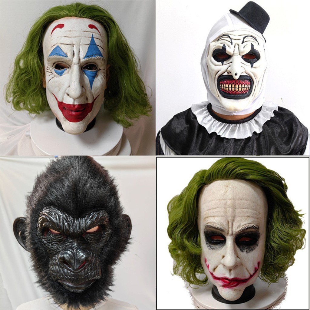 2024 สไตล์ใหม่ joker2 หน้ากากโจ๊กเกอร์ฮาโลวีน Dark Knight Batman Joker Latex หน้ากากหมวกตกแต่งฮาโลวี