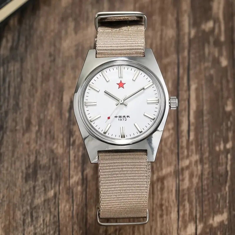 Mens Hand-Wind Mechanical Watch 7120 กันน้ํา Bauhaus Design นาฬิกาสําหรับผู้ชาย