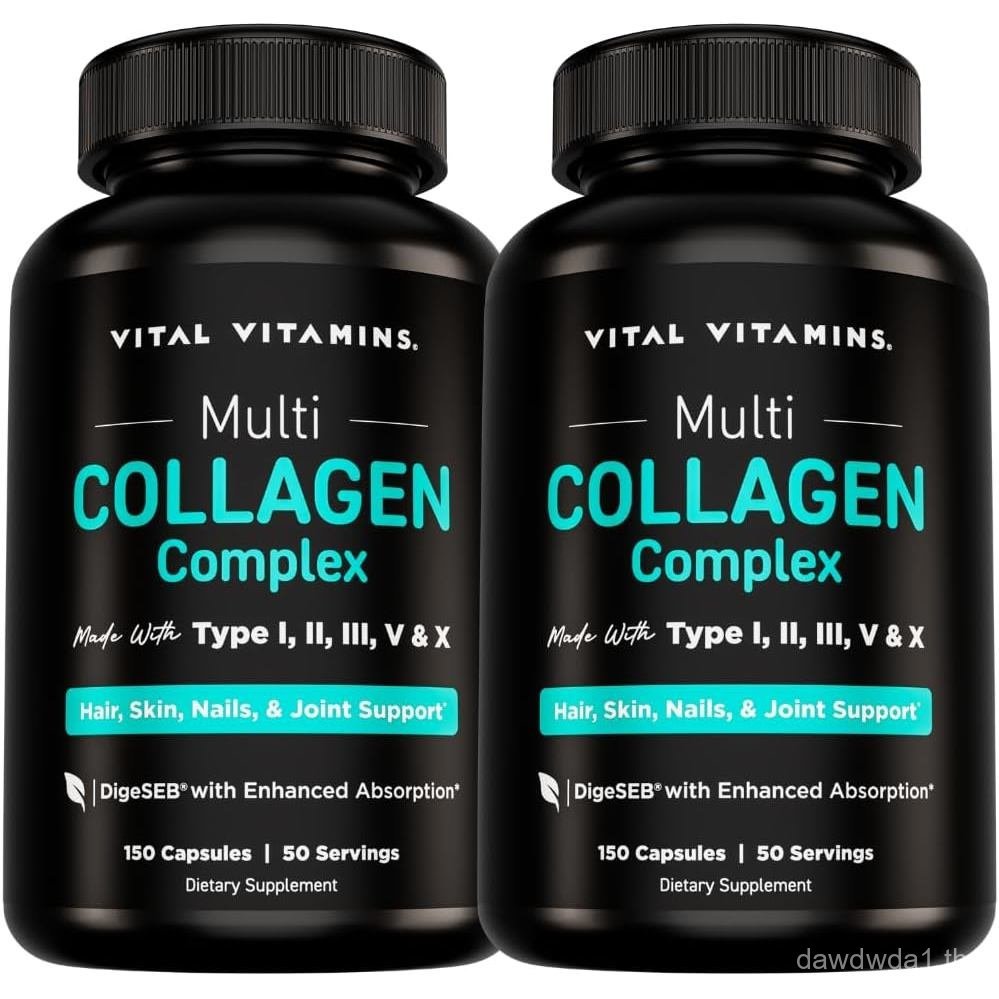 Vital Vitamins Multi Collagen Peptides Complex สําหรับผู้หญิงและผู้ชาย 2-Pack | รองรับผิว ผม และเล็บ