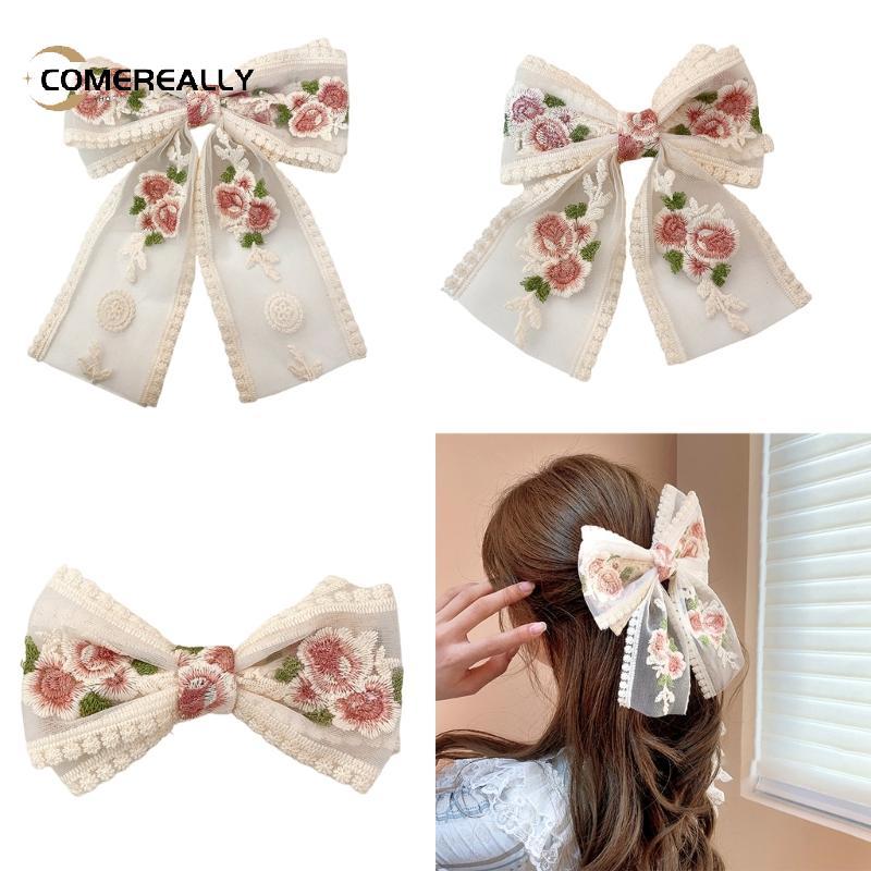 COME กิ๊บติดผมลายดอกไม้แบน 2000s Style Balletcore Headdress Bunches Accessories