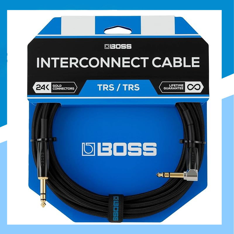 BOSS BCC-TRA TRS Instrument Cable, Right-Angle to Straight, for Footswitches & Pedals