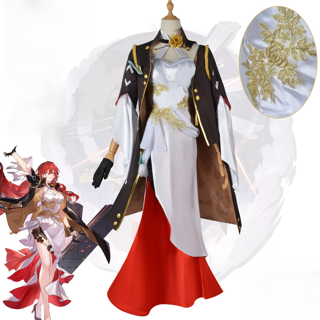 : Star Chuanwang铁道子 Hime 角色 ปลอมตัวเสื้อผ้า二元ชุดทิ้ง Honkai: Star Rail Himeko ชุดคอสเพลย์ 8GCM