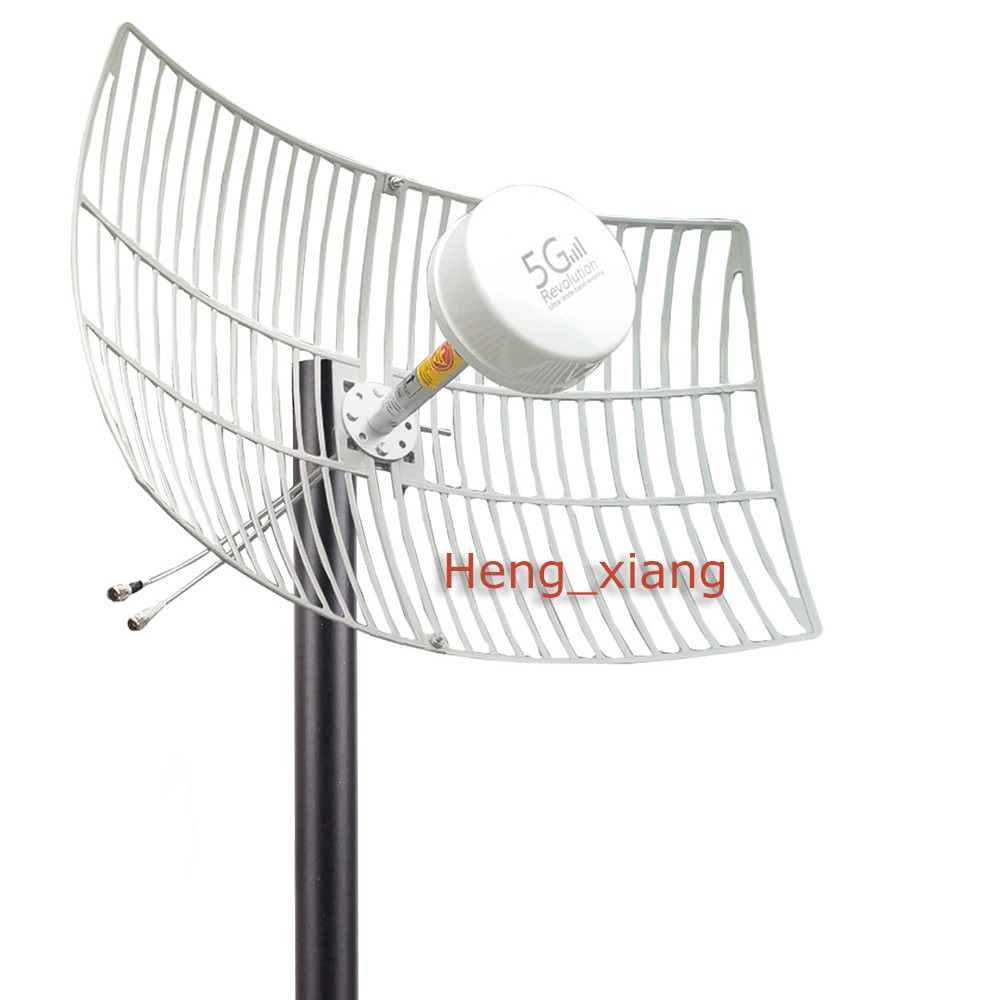 5G MIMO เสาอากาศ 4G LTE กลางแจ้ง 2x2 MIMO Parabolic เสาอากาศทิศทาง WiFi ยาว 698-6000MHz 30dBi สําหรั