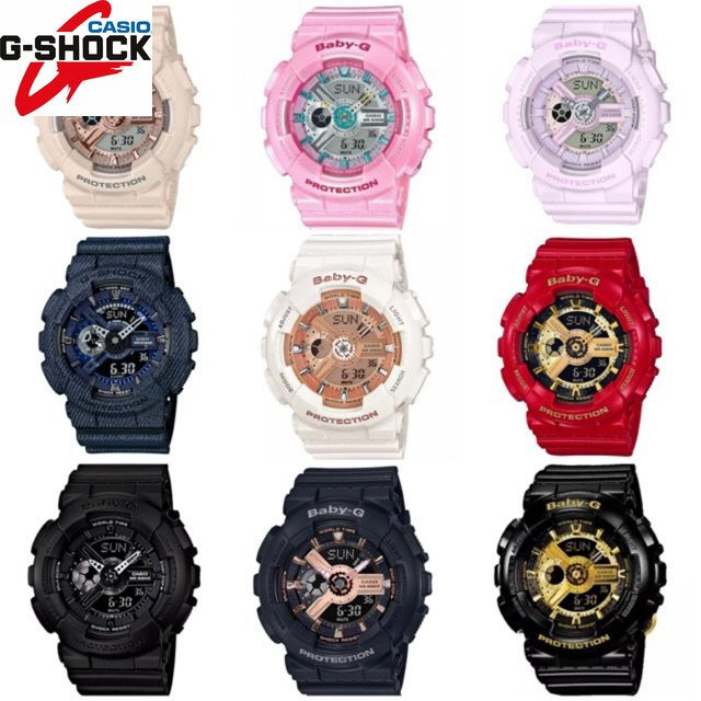 QIXIAO G*/*shock Baby-G BA110 Double Time Ladies Watch แฟชั่นเรซิ่นสายนาฬิกา F168