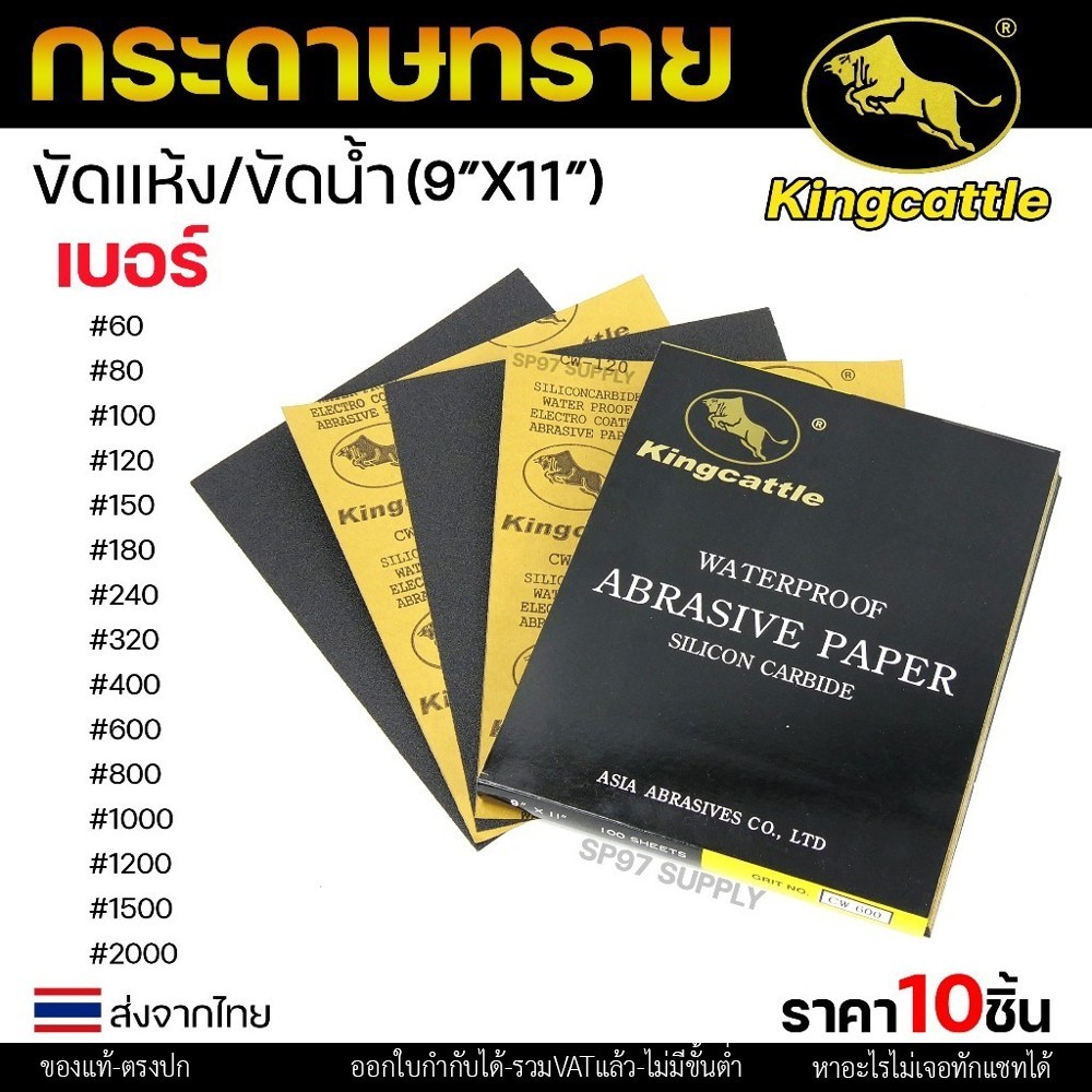 (แพค10แผ่น) กระดาษทรายน้ำ  ขนาด 9"x11" เหนียว ทน ไม่เปื่อย สำหรับเหล็ก เฟอร์นิเจอร์ สีพ่นรถยนต์