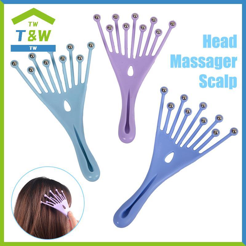 T&Wer Head Massager Scalp Neb Roller Five Finger 9 Claws Steel Ball Hand Held Relax Spa Hair Care สํ