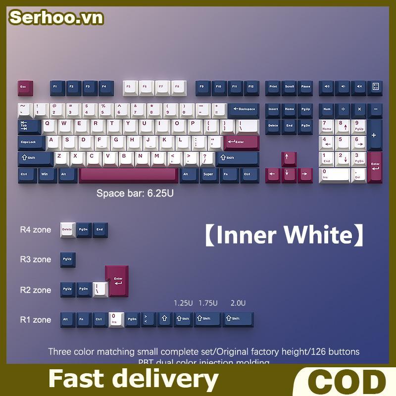 126 คีย์ Double Keycap PBT Cherry คีย์บอร์ดเกมสําหรับ MX Switch Keycap GMK67 GMK87 GMK61 คีย์บอร์ดเก