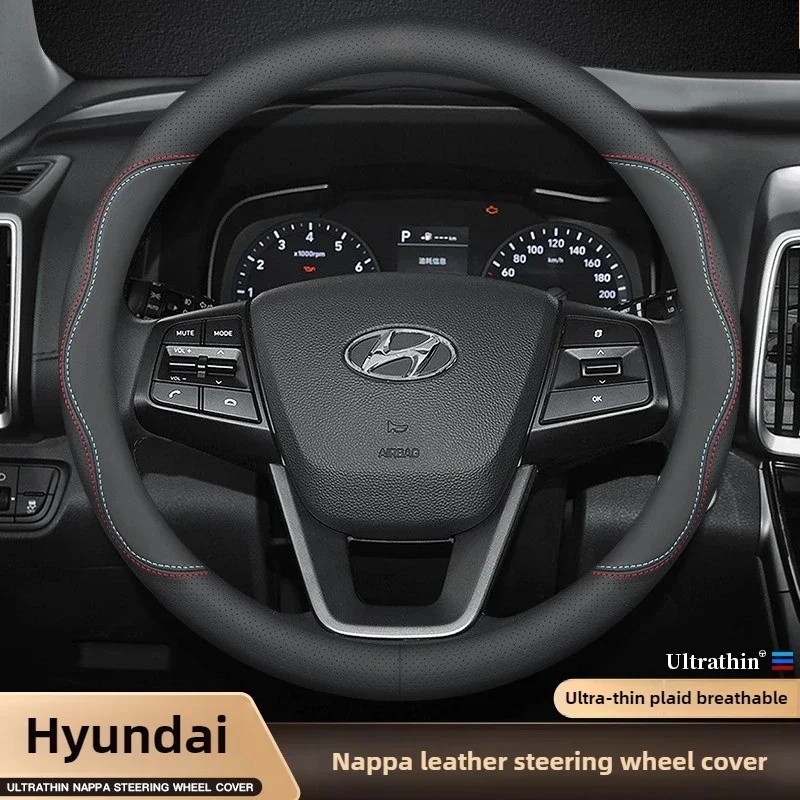 Ydy38 ซม.หนังพวงมาลัยรถสําหรับ Hyundai Kona Santa Fe Tucson Elantra Sonata Accent Creta I10 I20 2025