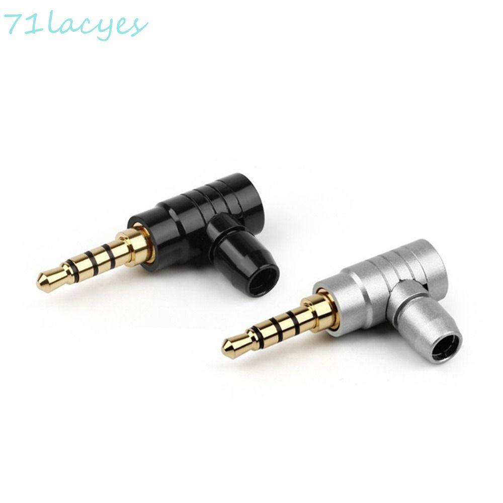 LACYES อะแดปเตอร์เสียง 90 องศา 4 มม. Tail-hole ชุบทอง AUX Converter ตัวเชื่อมต่อหูฟังปลั๊ก Conector 