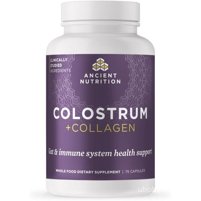 โภชนาการโบราณ Grass Fed Bovine Colostrum er + แคปซูลคอลลาเจน