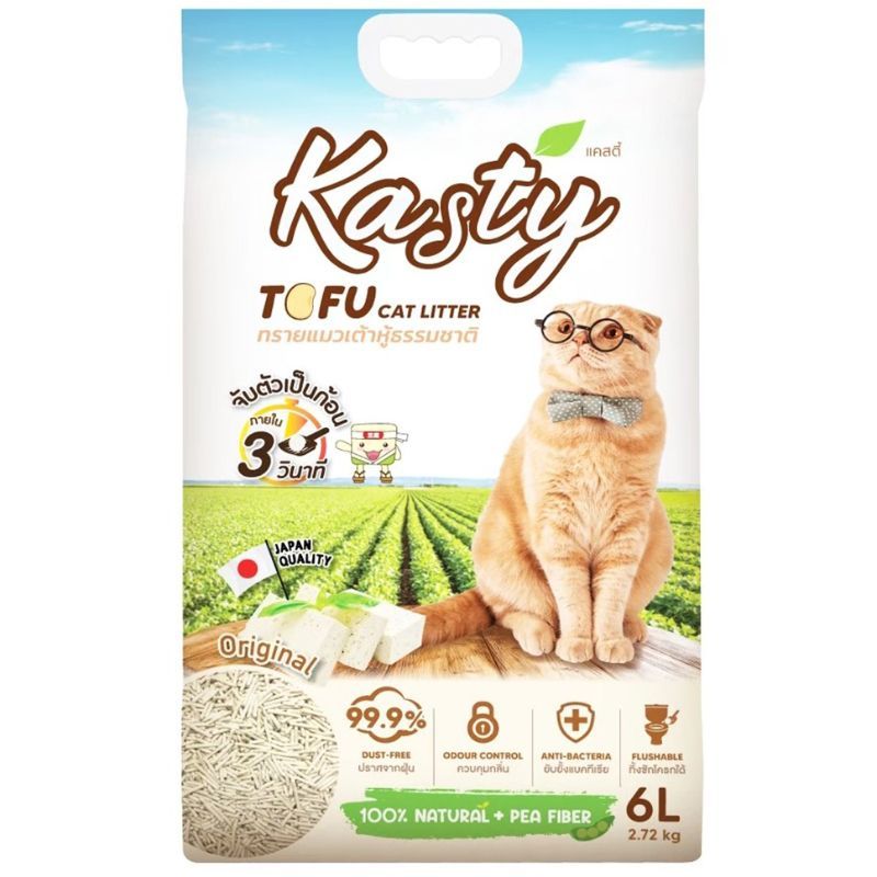 แคสตี้ทรายแมวเต้าหู้ธรรมชาติสูตรออริจินอล 6ลิตร Kasty Tofu Cat Litter Classic 6ltr.