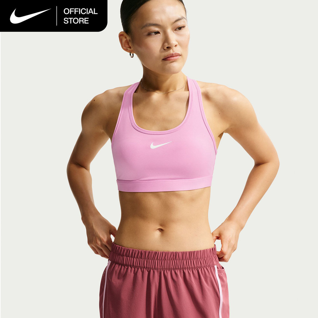 Nike Women's Swoosh Medium Support Padded Sports Bra - Pink Rise [DX6822-621]