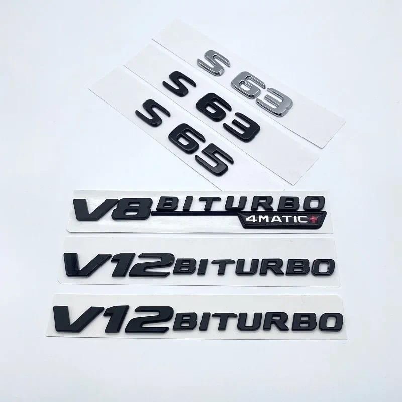 3D ตัวอักษร S63 S65 AMG V12 Biturbo V8Biturbo 4matic + ABS สัญลักษณ์สําหรับ Mercedes Benz W222 W223 