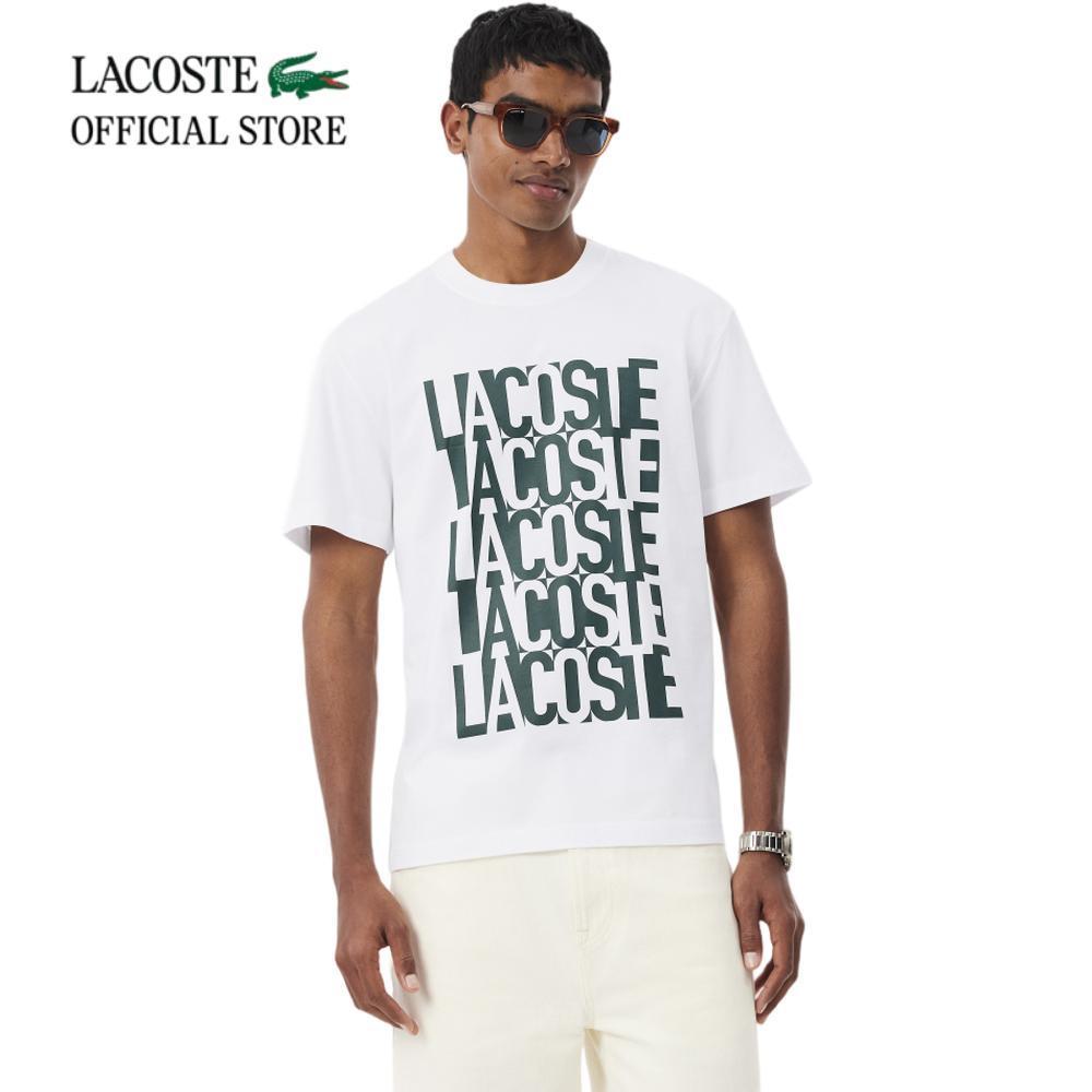 LACOSTE เสื้อยืดผู้ชาย PRINTED COTTON T-SHIRT รุ่น TH0644 - WHITE