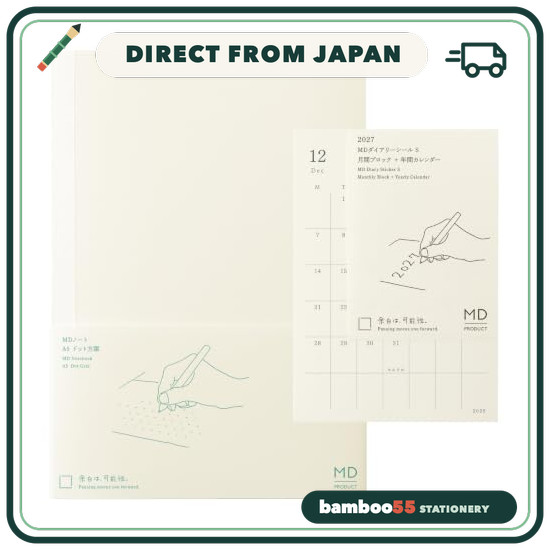 Midori MD PRODUCT MD Notebook Diary Planner Stickers 2027 Monthly S Dot Grid A5 Notebook Set 2249400