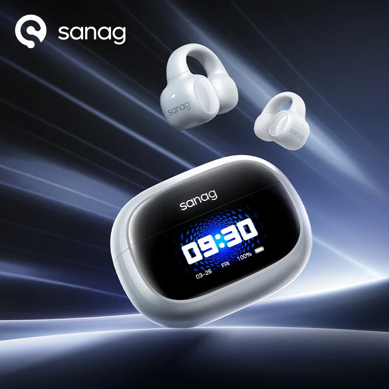Sanag S3 Pro AI หูฟังบลูทูธหน้าจออัจฉริยะ 360 ° เสียงสเตอริโอ OWS หูฟังเปิดหูหูฟัง TWS Earclip Heads