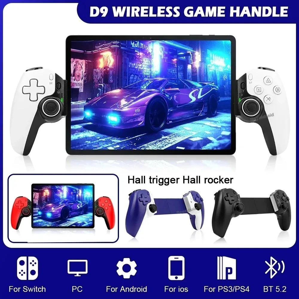 9 Handle Grip Dual Hall Somatosensory Controller ยืดตัวควบคุมเกมบลูทูธ PC แท็บเล็ตสําหรับสวิทช์/PS3/