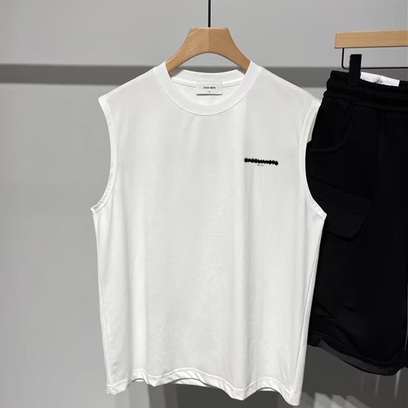 2025 NEW 2025 Trendy Loose American Style Casual Round Neck Sleeveless T-Shirt Summer Pure Cotton Ta