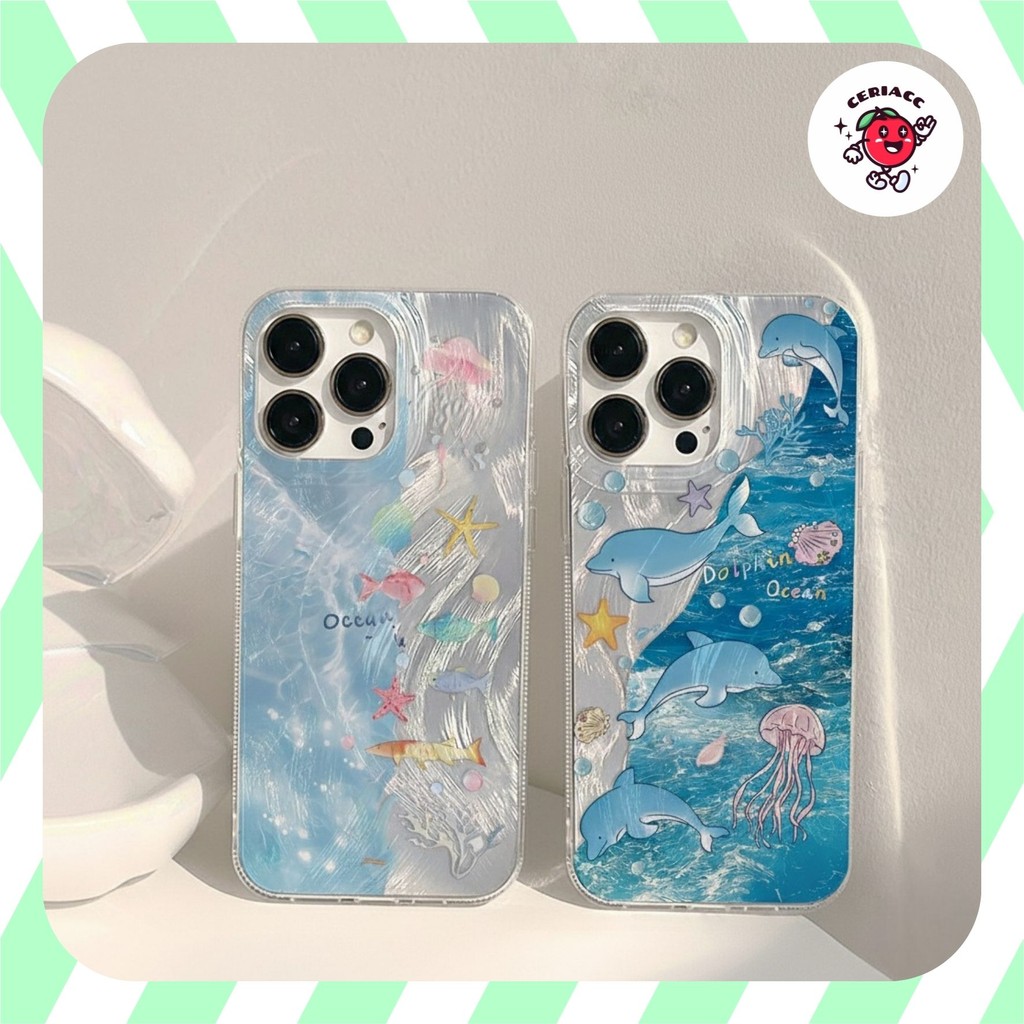 Dolphin Oceanการพิมพ์FeatherสําหรับVivo y19s y29 4g 5g y22 2022 V40 lite V30 V30 pro y100 y17s y28 y