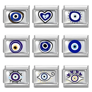 สร้อยข้อมือ UV Eye Blue Italian Charm สแตนเลส Fit 9 มม. เพิ่มความสวยงามและบุคลิกภาพ