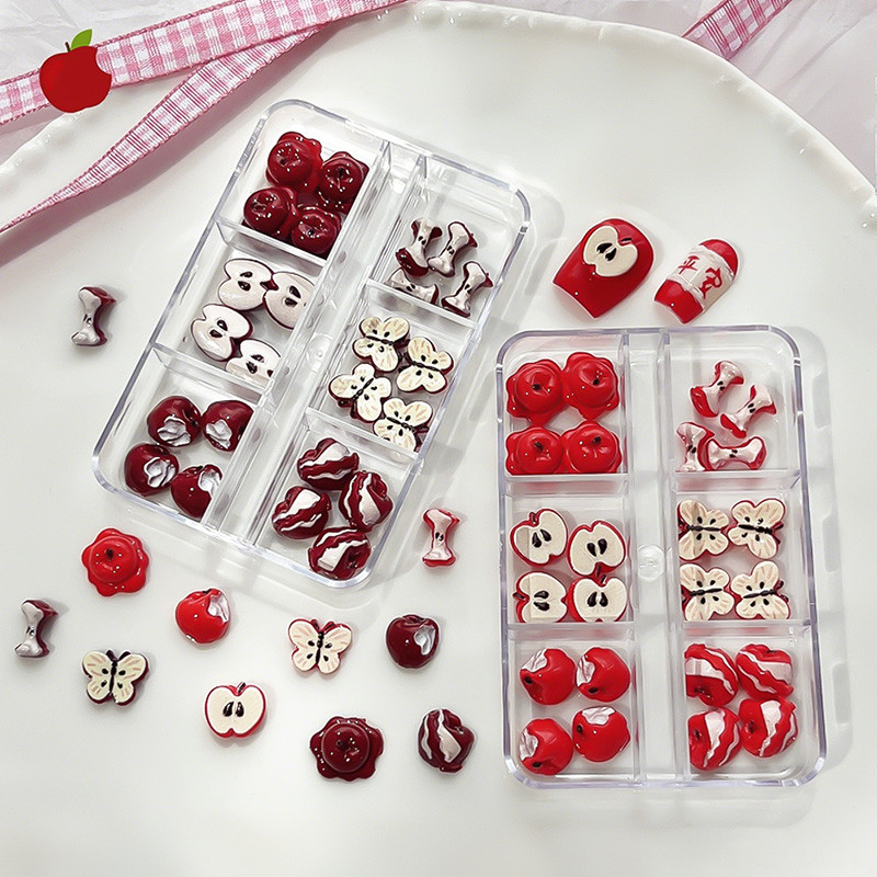 20/24PCS คริสต์มาสสีแดง Apple Nail Art Charms Creative สีสัน Apple เรซิ่นตกแต่งเล็บสําหรับ DIY เล็บหัตถกรรม ราคา ถูกที่สุด ดีลบีเคเค แกลเลอรีภาพที่ 7
