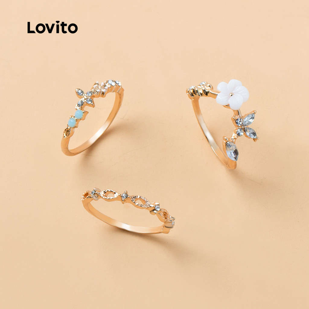 Lovito แหวนโลหะหรูหรา LFA99193