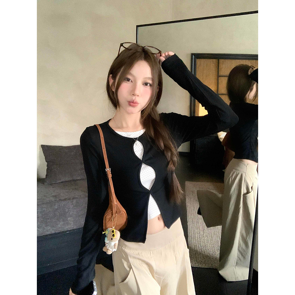 Miko พร้อมส่ง  ดีไซน์เก๋เก๋ เสื้อเชิ้ตรัดรูปสองชิ้นติดกัน สายโพกาดอท สไตล์เกาหลี  สไตล์เซ็กซี่ไม่มากไปกว่านั้น ราคา ถูกที่สุด ดีลบีเคเค แกลเลอรีภาพที่ 2