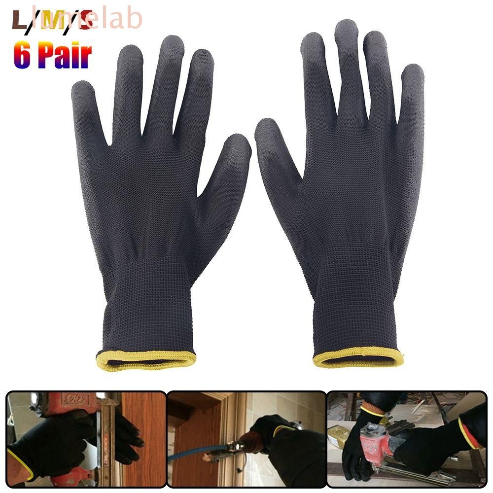 ลูเมะแล็บ​ อุปกรณ์ทําสวน Workplace Grip Nylon 6 คู่ถุงมือทํางานสีดํา PU