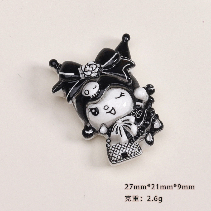 [3#][1-2pcs/bag]อุปกรณ์เสริมเรซิ่นขนาดเล็ก สีดำและสีขาว สำหรับตกแต่งพวงกุญแจ, เข็มขัด, และโทรศัพท์ - รูปที่ 5